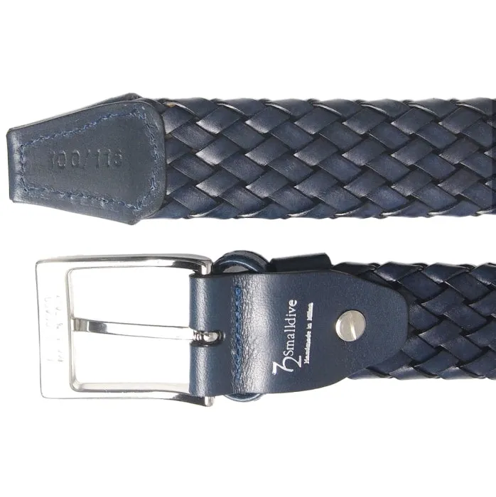 34 mm Weave Leather Belt Navy