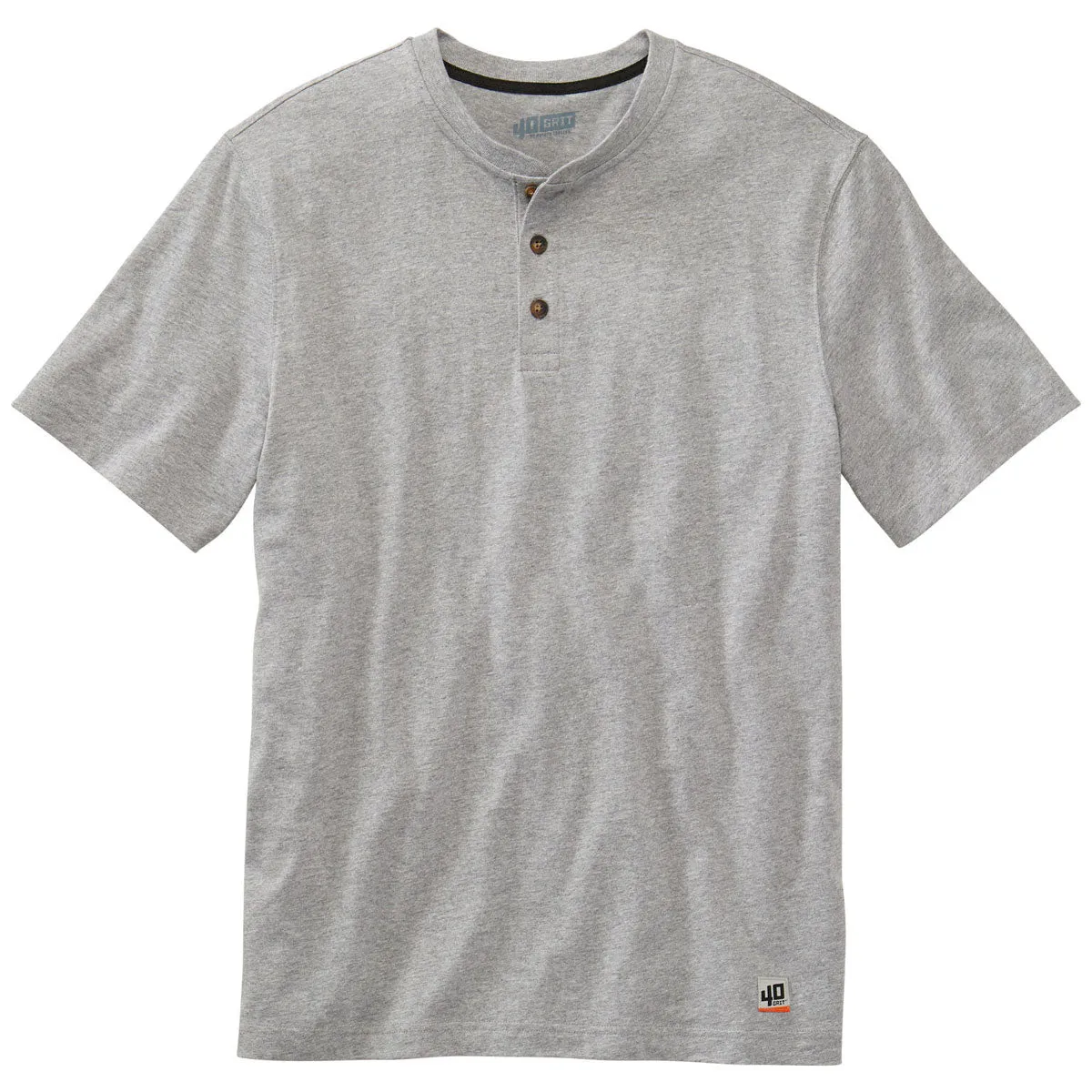 40 Grit Men's Grey Heather Short Sleeve Henley T-Shirt