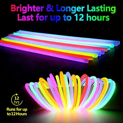 400 Glow Sticks Bulk Glow in The Dark Party Supplies 8" Glowsticks with Connectors for Glow Bracelets and Necklaces 4th of July Glow Sticks Party Pack Halloween Party Favors Neon Party Decorations