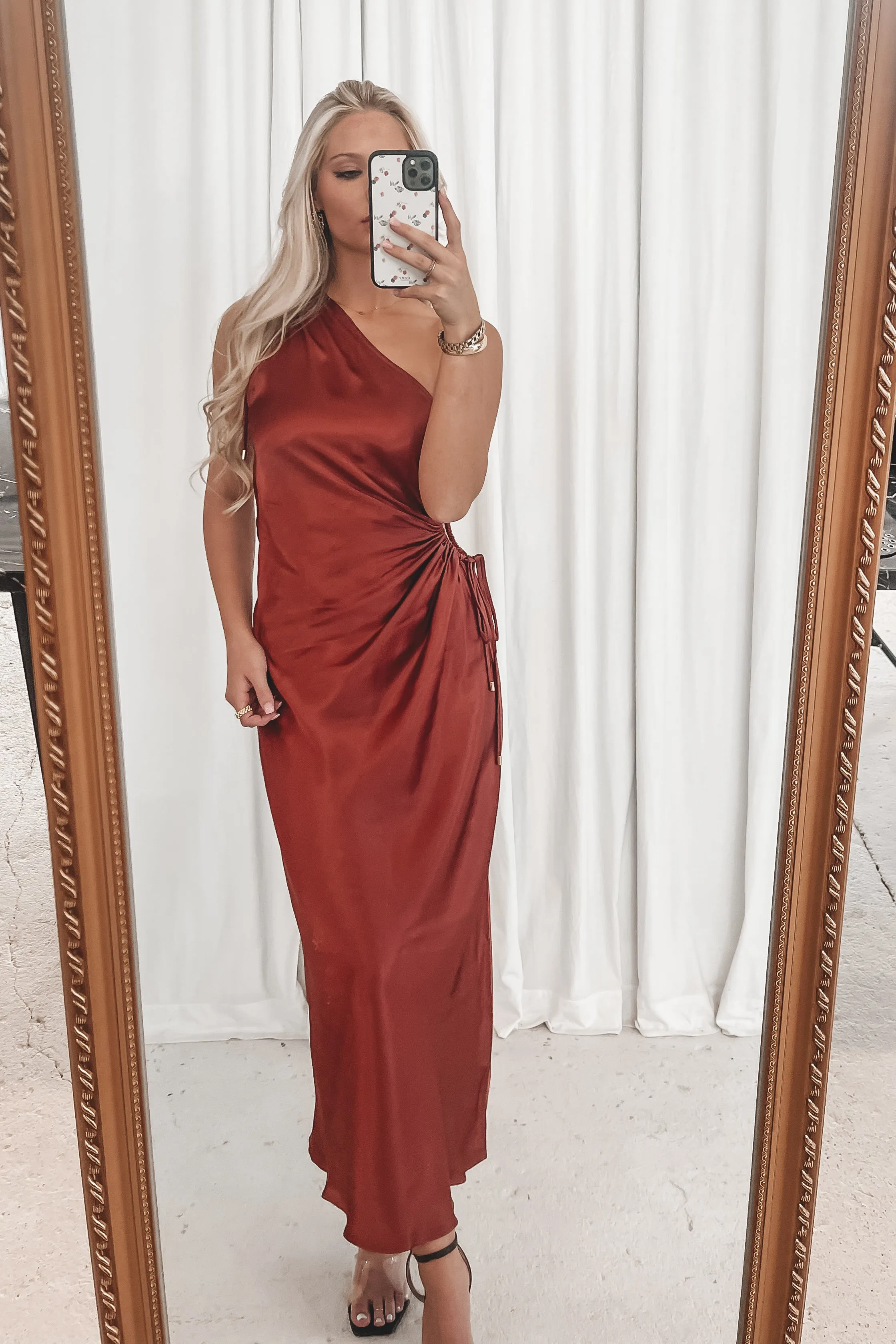 A Special Type Of Night Satin One Shoulder Maxi Dress