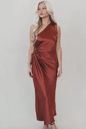 A Special Type Of Night Satin One Shoulder Maxi Dress