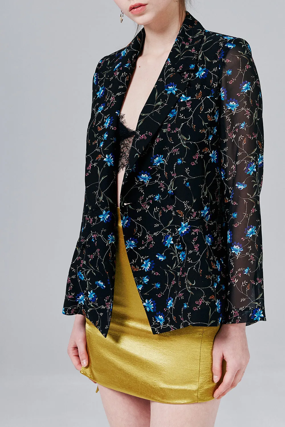 Abigail Floral Chiffon Blazer