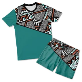 African Geometric Pattern T-shirt and Shorts Set