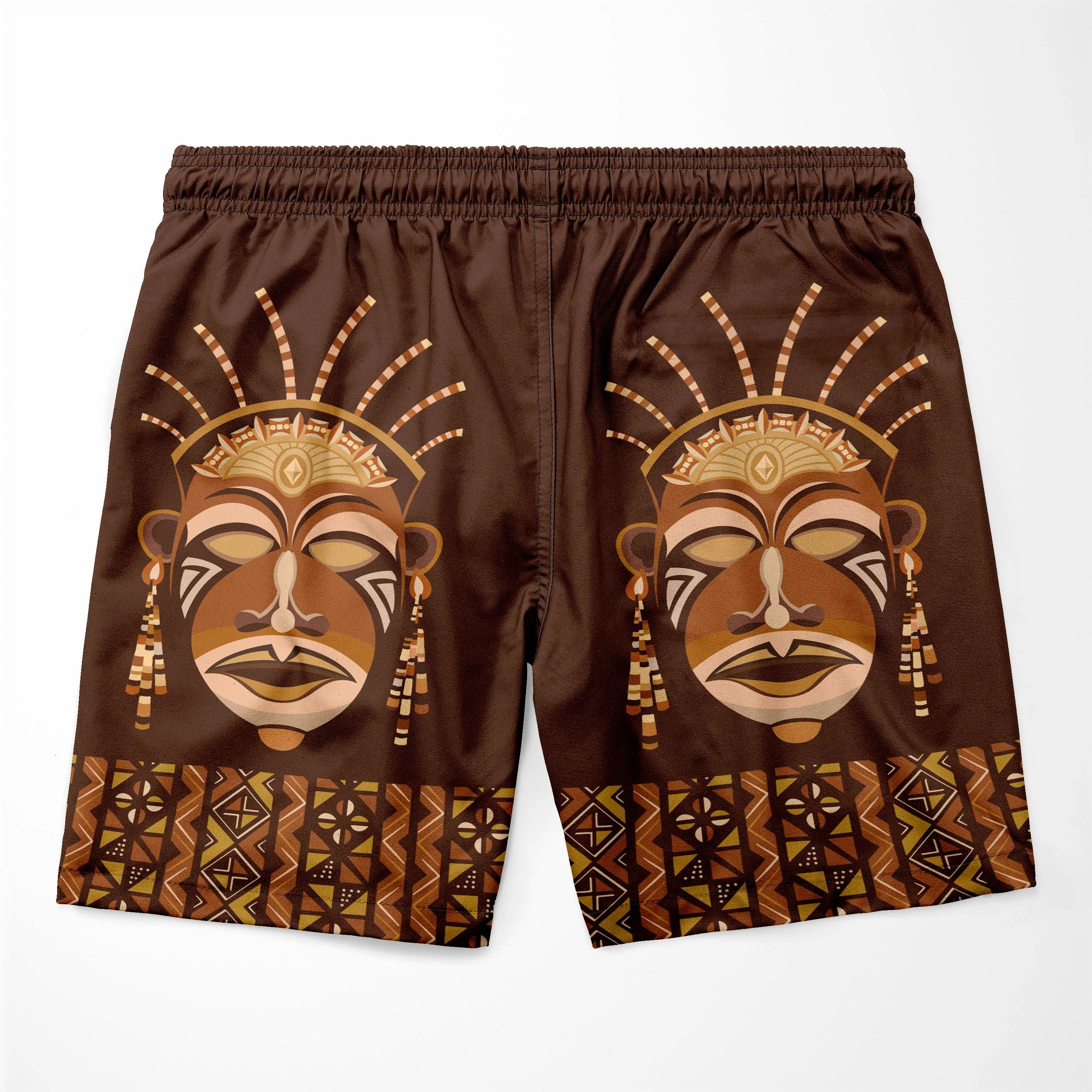 African Mask Printed Mudcloth T-shirt and Shorts Set