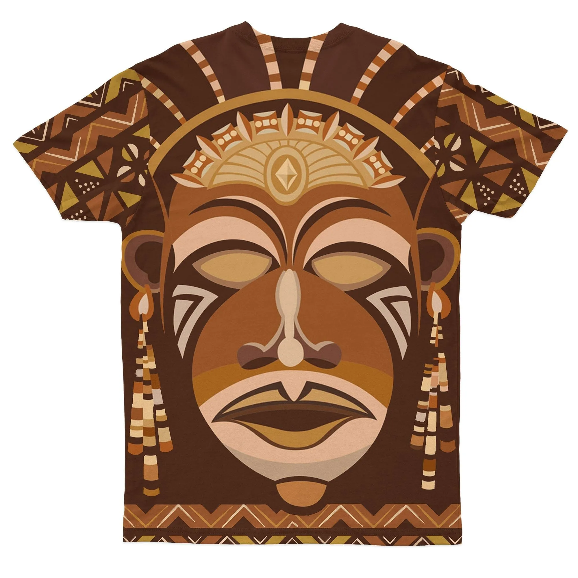 African Mask Printed Mudcloth T-shirt and Shorts Set