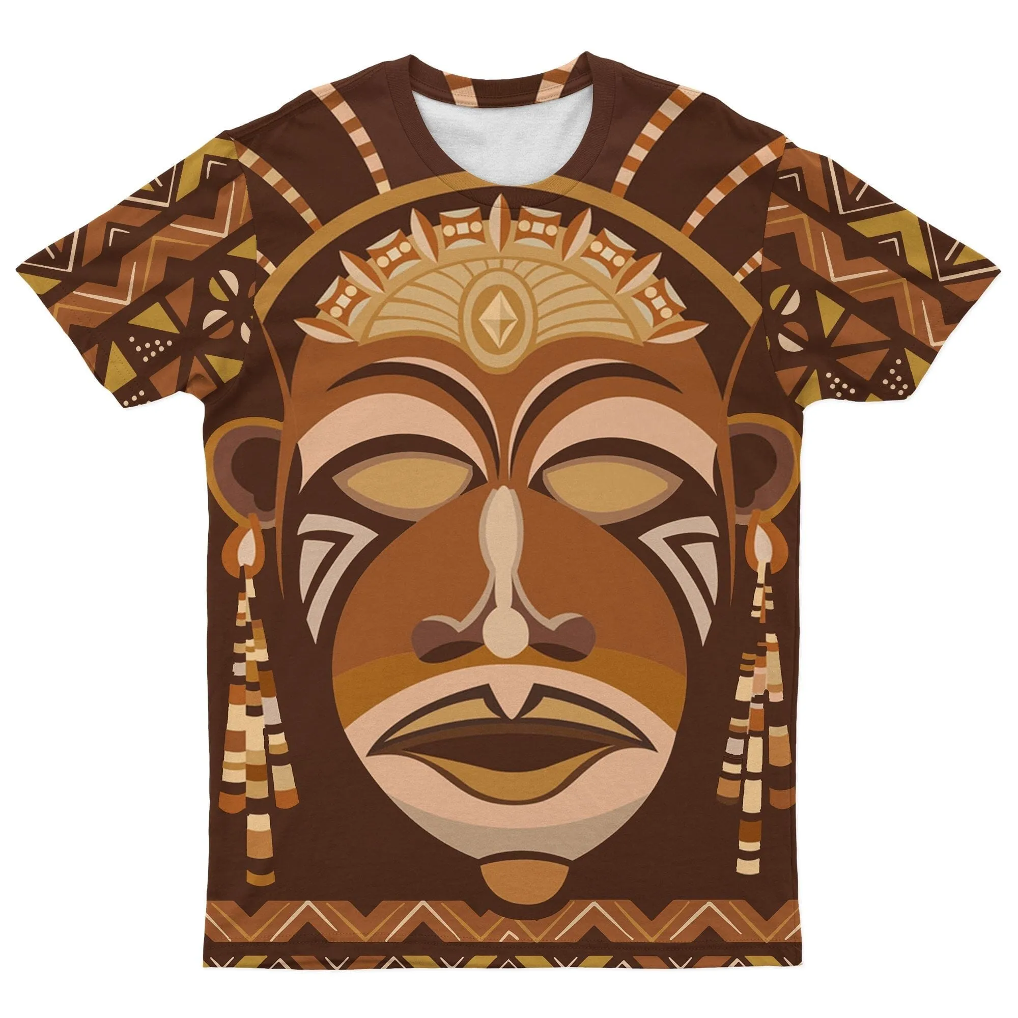 African Mask Printed Mudcloth T-shirt and Shorts Set