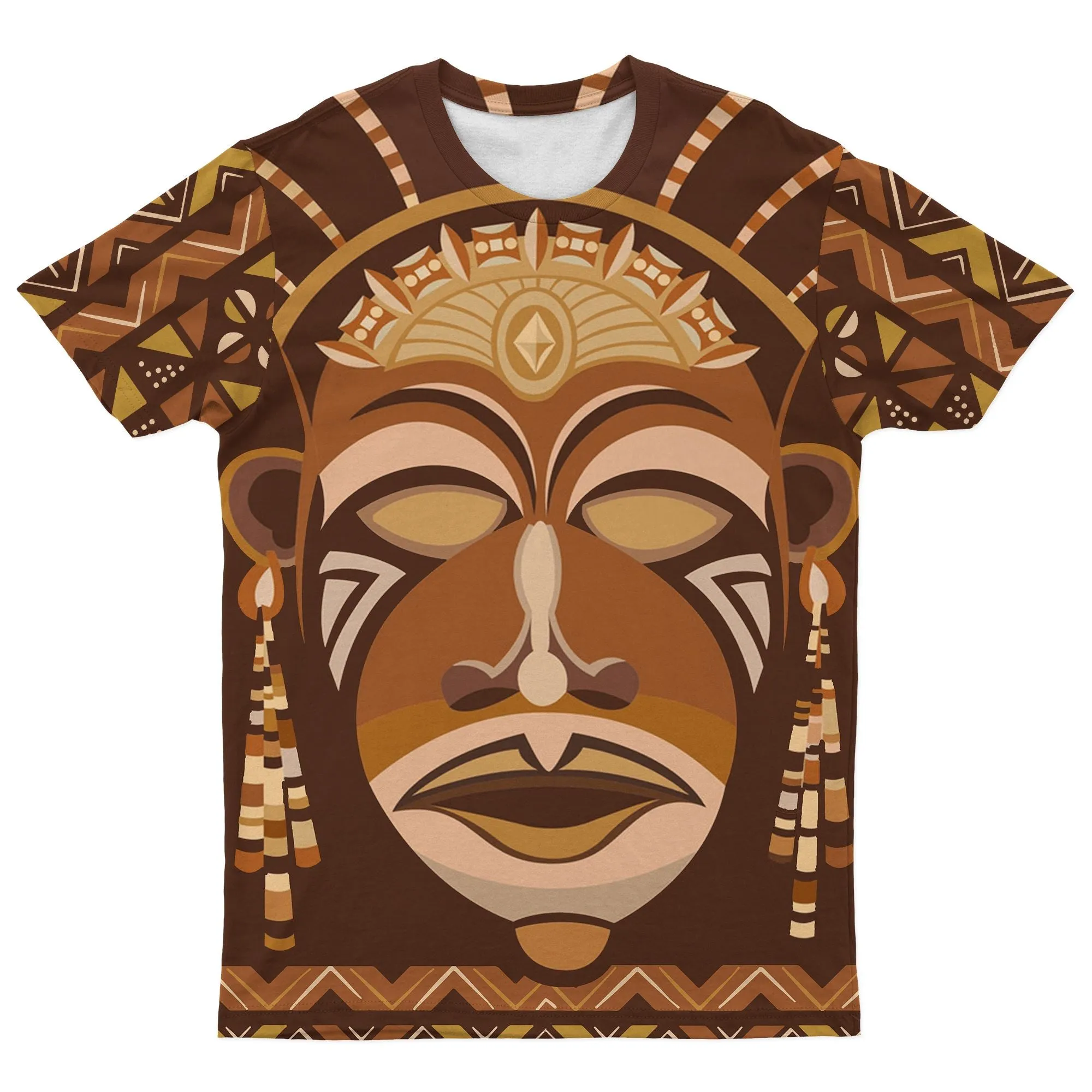 African Mask Printed Mudcloth T-shirt