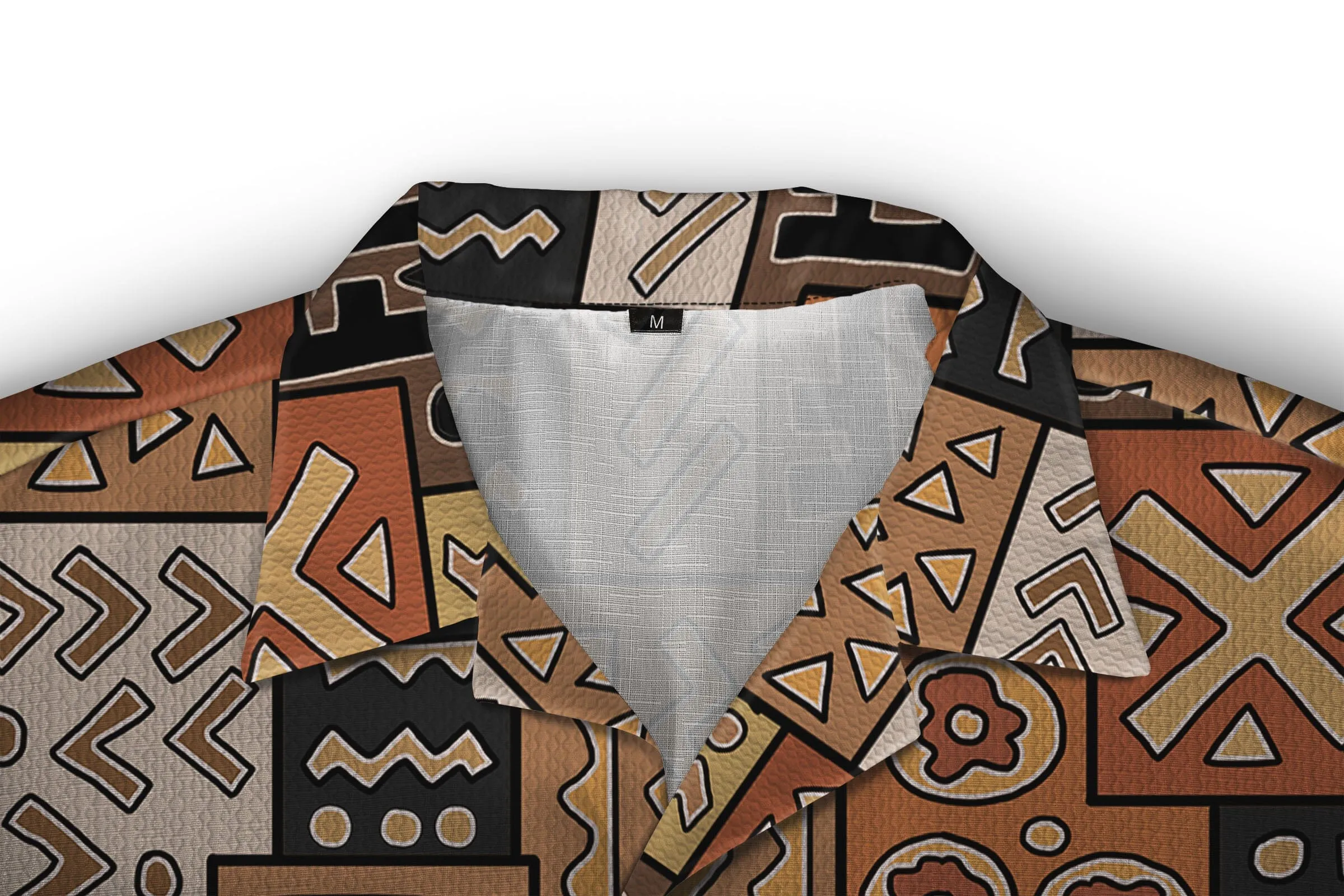 African Pattern Linen Hawaiian Shirt