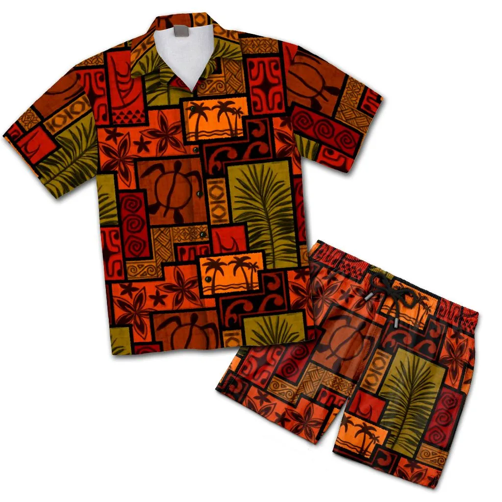 African Symbols Hawaiian Shirt And Shorts Set