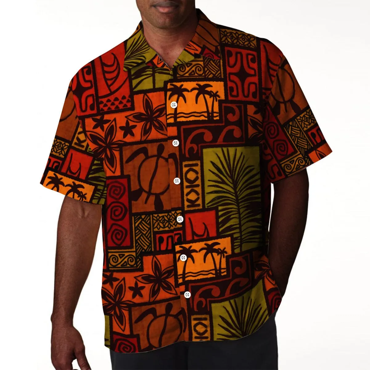 African Symbols Linen Hawaiian Shirt