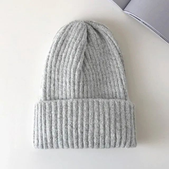 Aidase New Candy Colors Winter Hat Women Knitted Hat Warm Soft Trendy Hat Kpop Style Wool Beanie Elegant All-match Hat