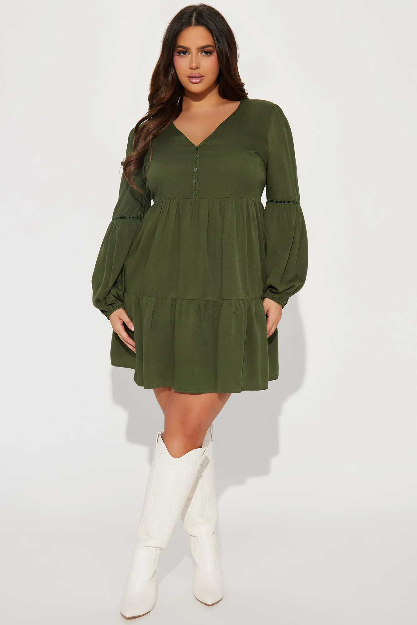 Alice Babydoll Mini Dress - Olive