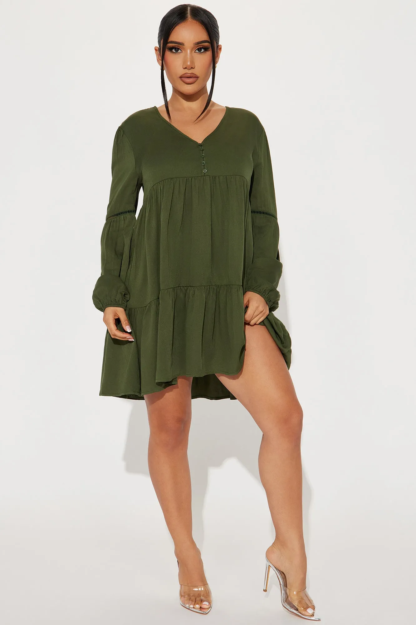 Alice Babydoll Mini Dress - Olive