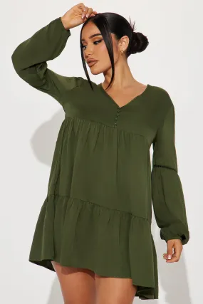 Alice Babydoll Mini Dress - Olive