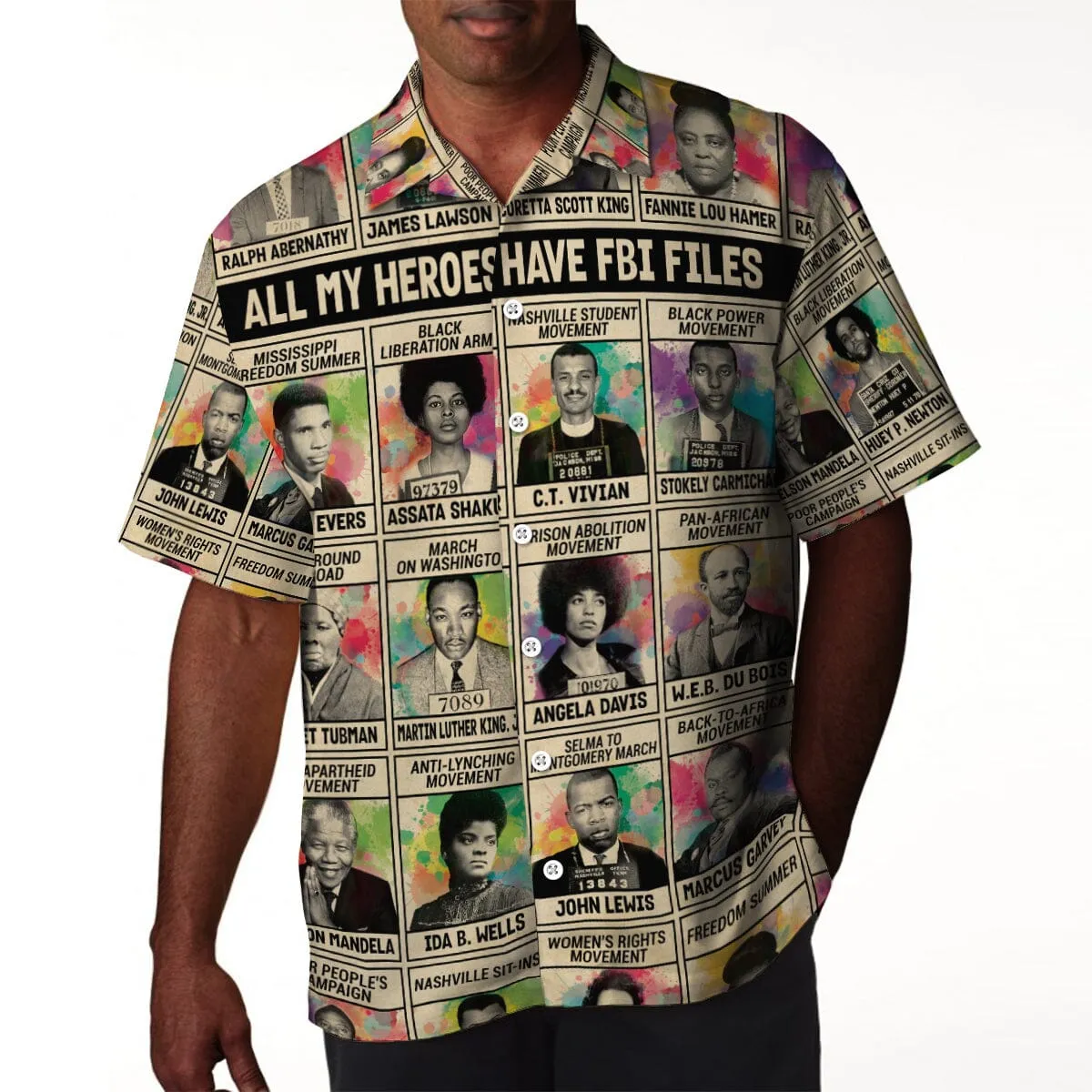 All My Heroes Have FBI Files Linen Hawaiian Shirt