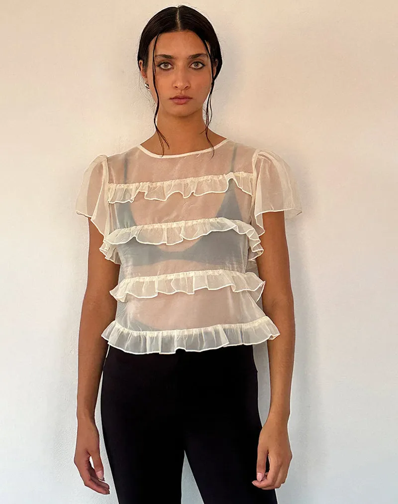 Amarissa Ruffle Top in Ivory Chiffon