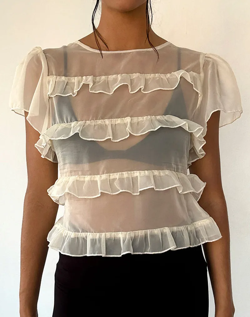 Amarissa Ruffle Top in Ivory Chiffon