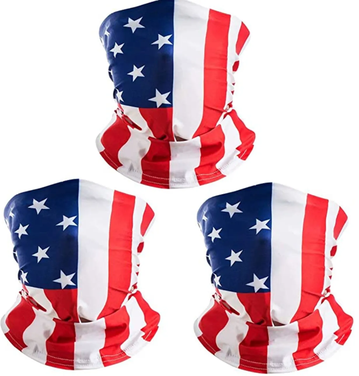 American US Flag Face Bandana Neck Gaiter, Sun UV Dust Protection Reusable Half Mask Scarf Motorcycle Balaclava for Men Women