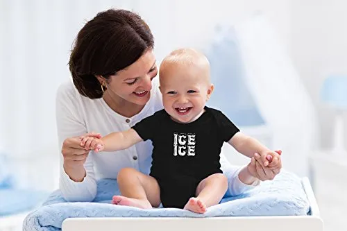 AW Fashions Ice Ice Baby - Parody Cute Novelty Funny Infant One-Piece Baby Bodysuit (6 Months, Black)