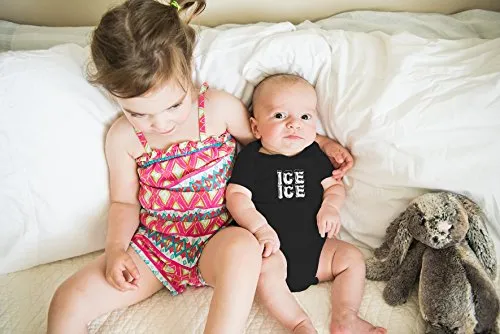 AW Fashions Ice Ice Baby - Parody Cute Novelty Funny Infant One-Piece Baby Bodysuit (6 Months, Black)