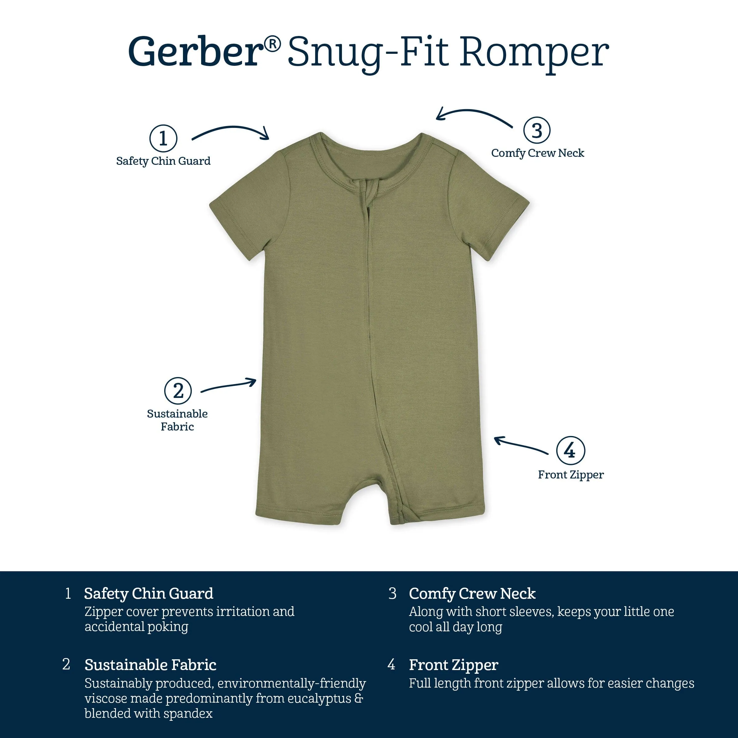 Baby Moss Buttery Soft Viscose Made from Eucalyptus Snug Fit Romper