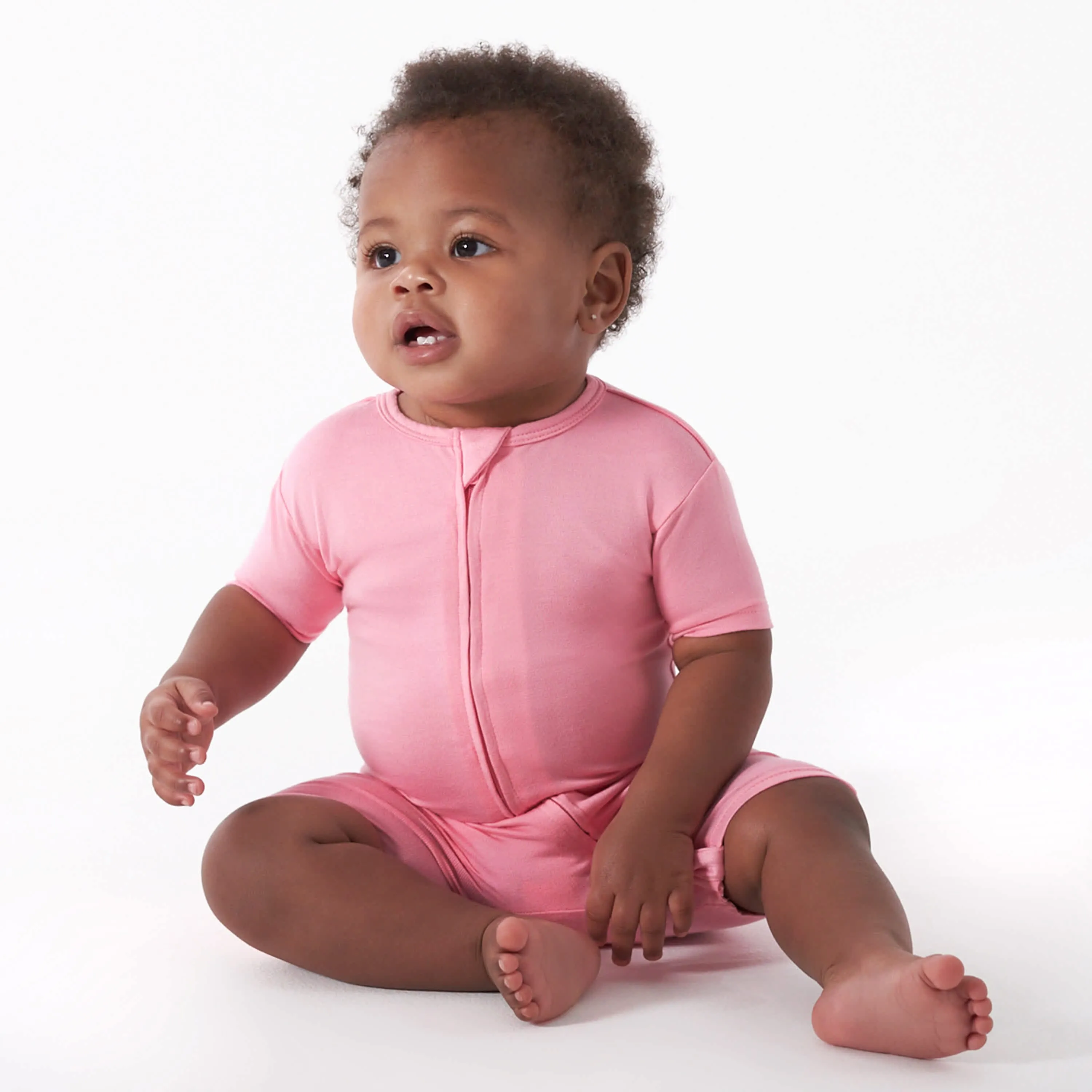 Baby Pink Lemonade Buttery Soft Viscose Made from Eucalyptus Snug Fit Romper