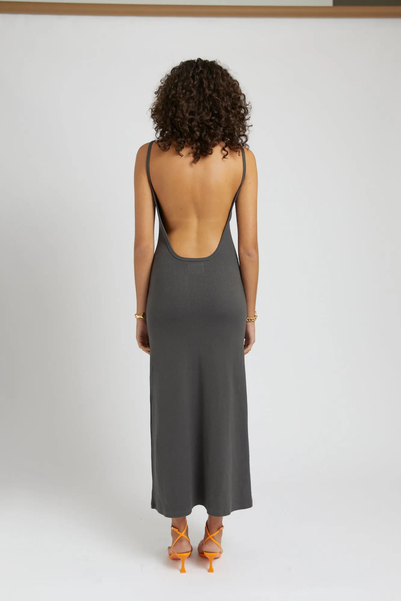 Backless Maxi Dress - Charcoal