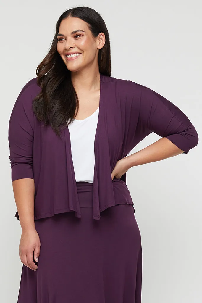 Bamboo Drape Cardi - Plum