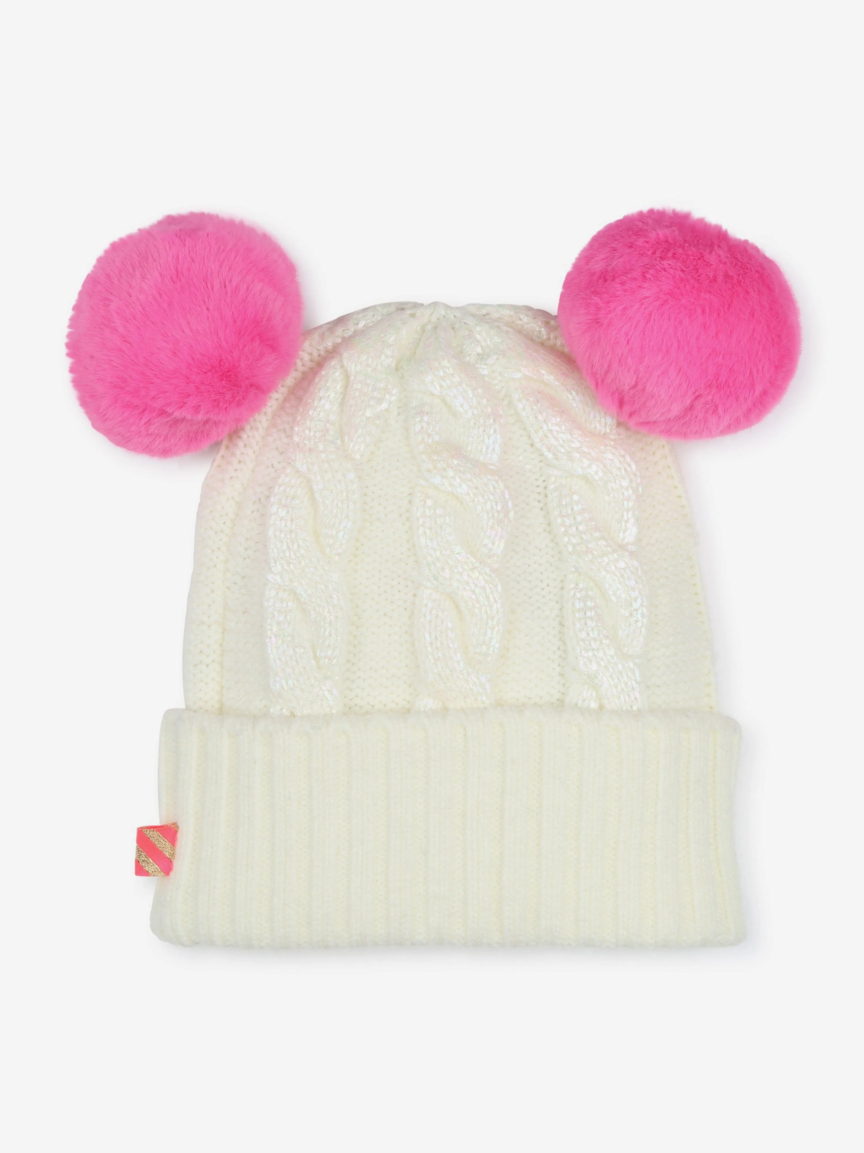 Billieblush Girls Double Pom Pom Beanie Hat in Ivory