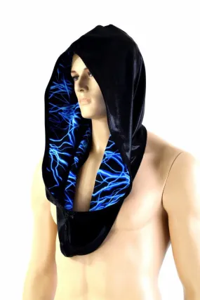 Black & Blue Lightning Reversible Infinity Festival Hood