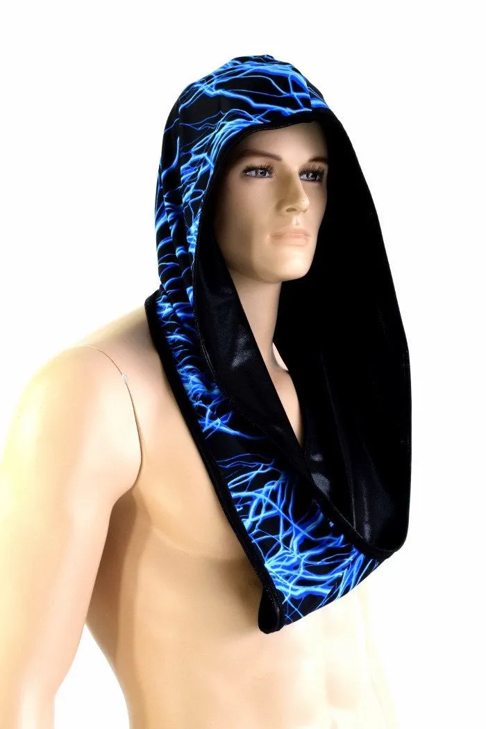 Black & Blue Lightning Reversible Infinity Festival Hood