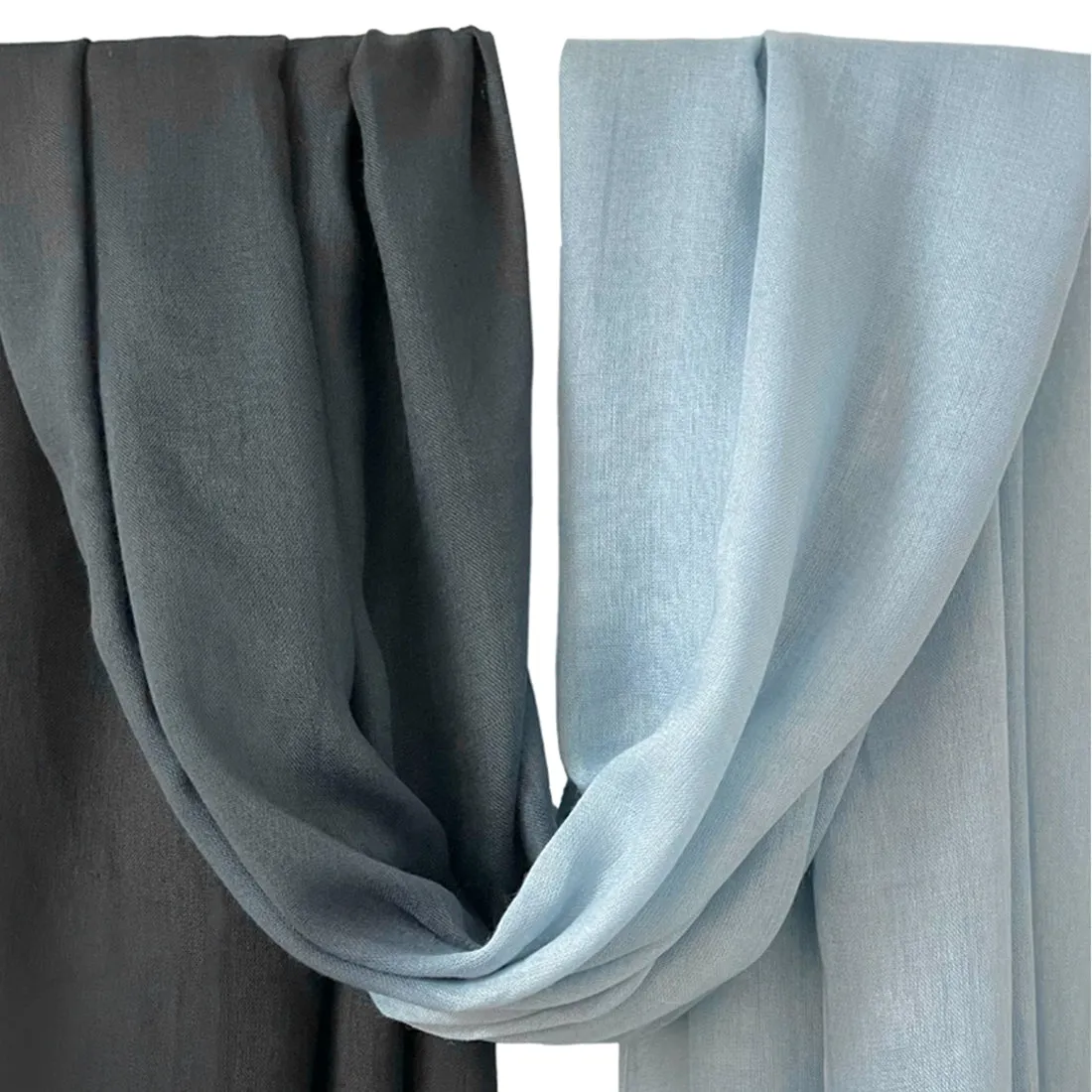 Black & Grey Ombre Double Shaded Viscose Scarf with Corner Tassels