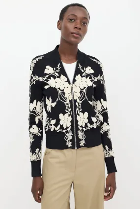 Black & White Floral Bomber Jacket