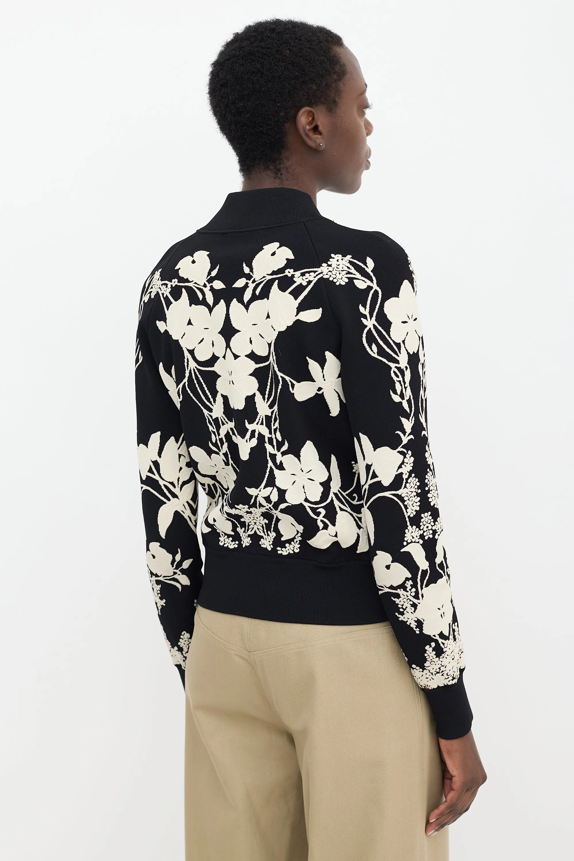 Black & White Floral Bomber Jacket