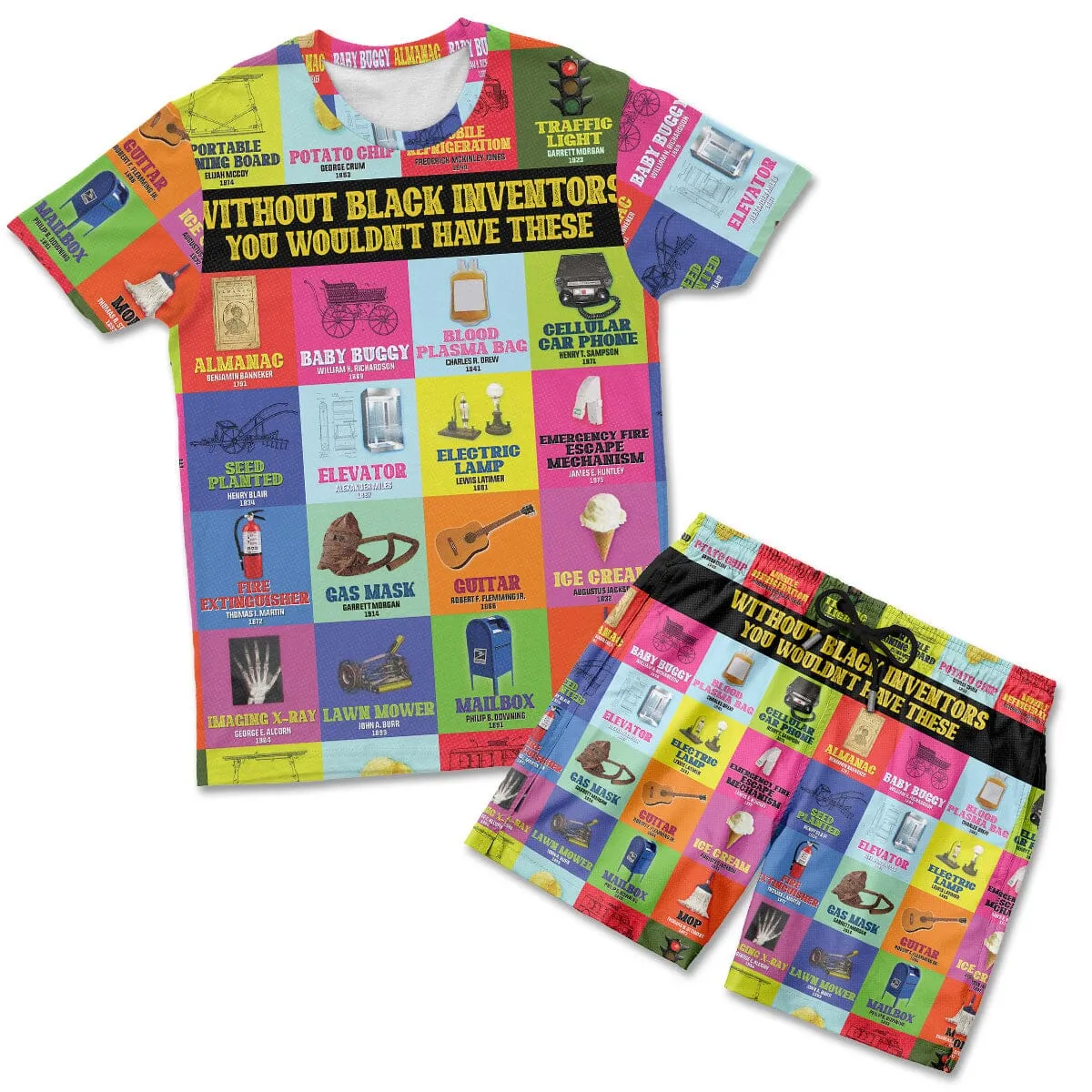 Black Inventions T-shirt And Shorts Set