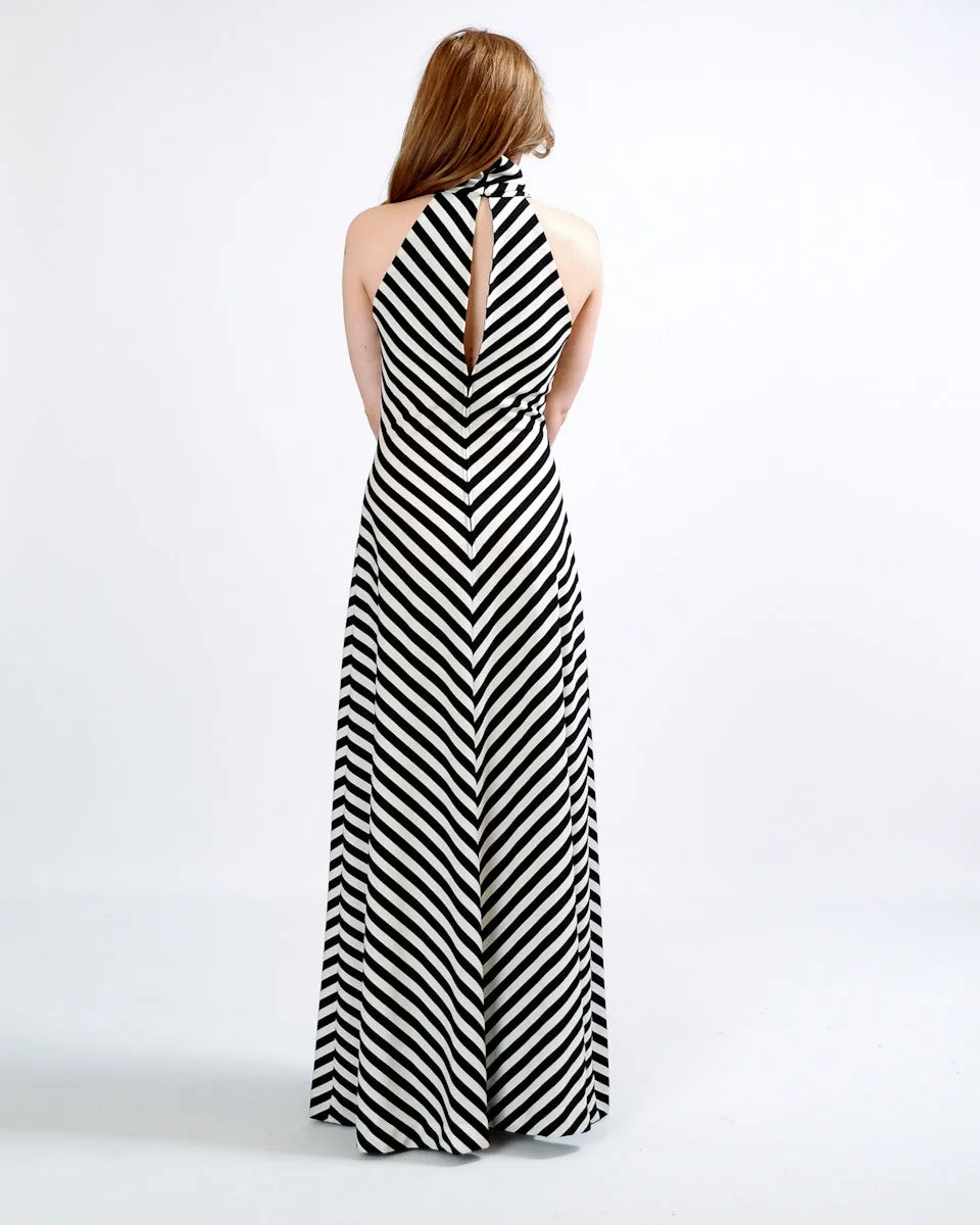 Black   White Chevron Maxi Dress