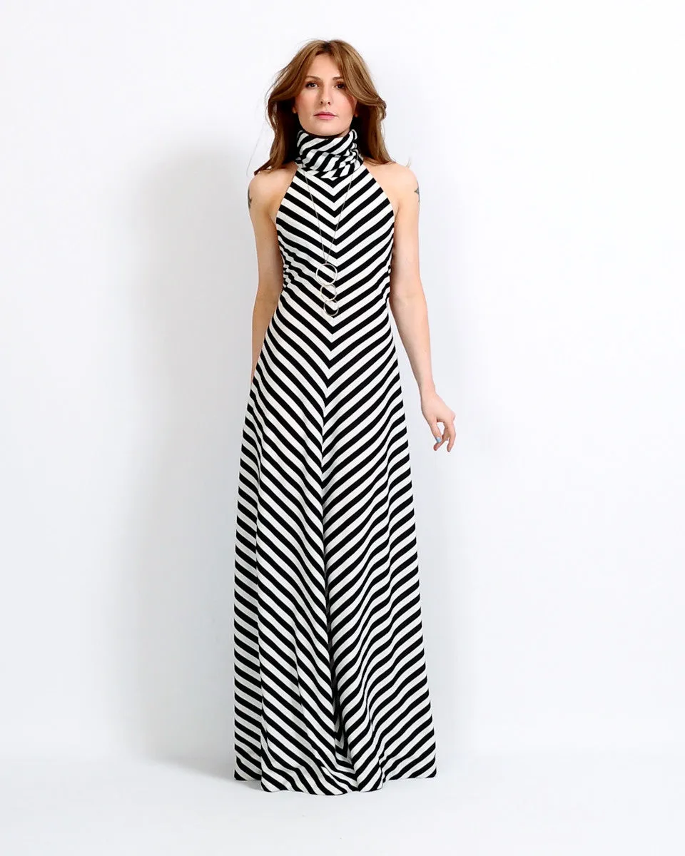 Black   White Chevron Maxi Dress