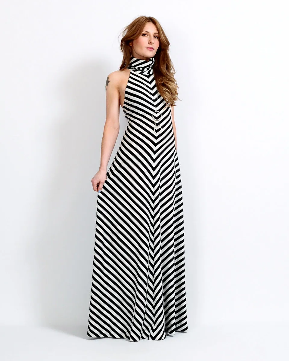 Black   White Chevron Maxi Dress