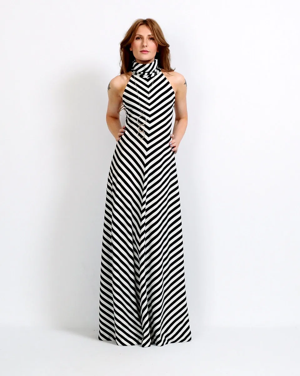 Black   White Chevron Maxi Dress