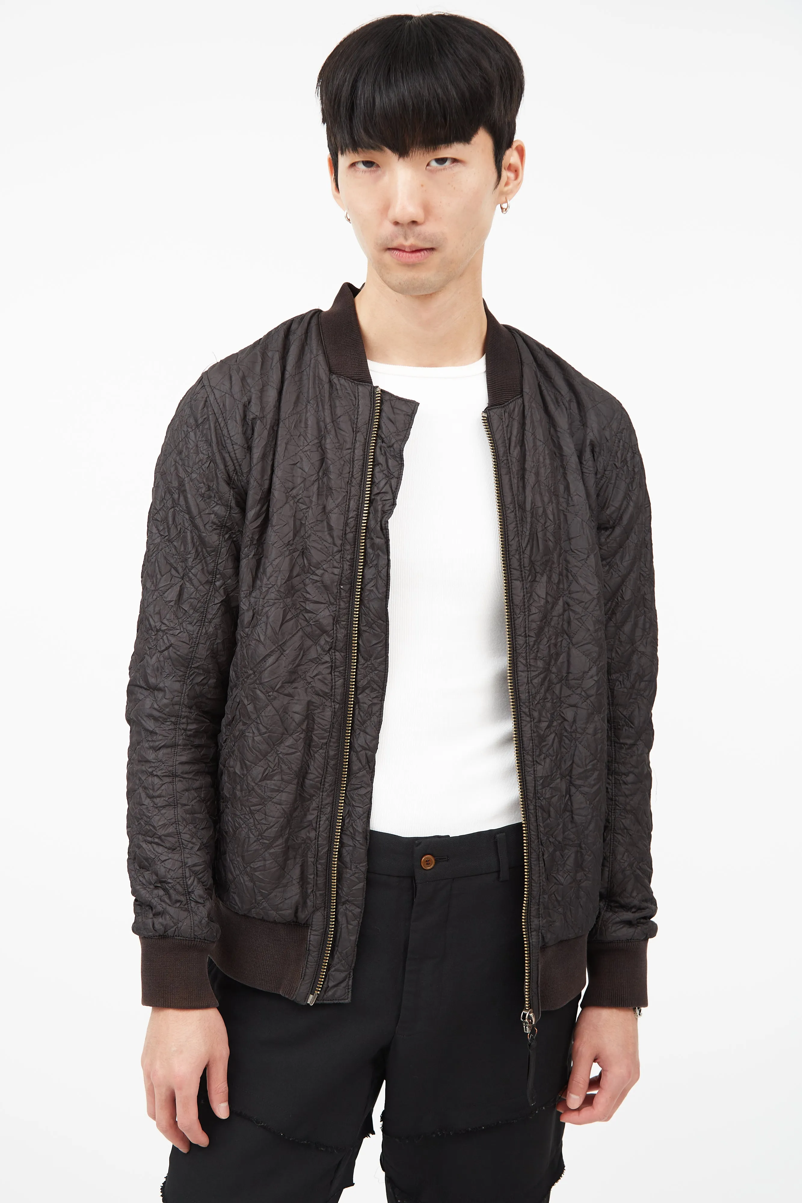 Black Wrinkled Bomber Jacket