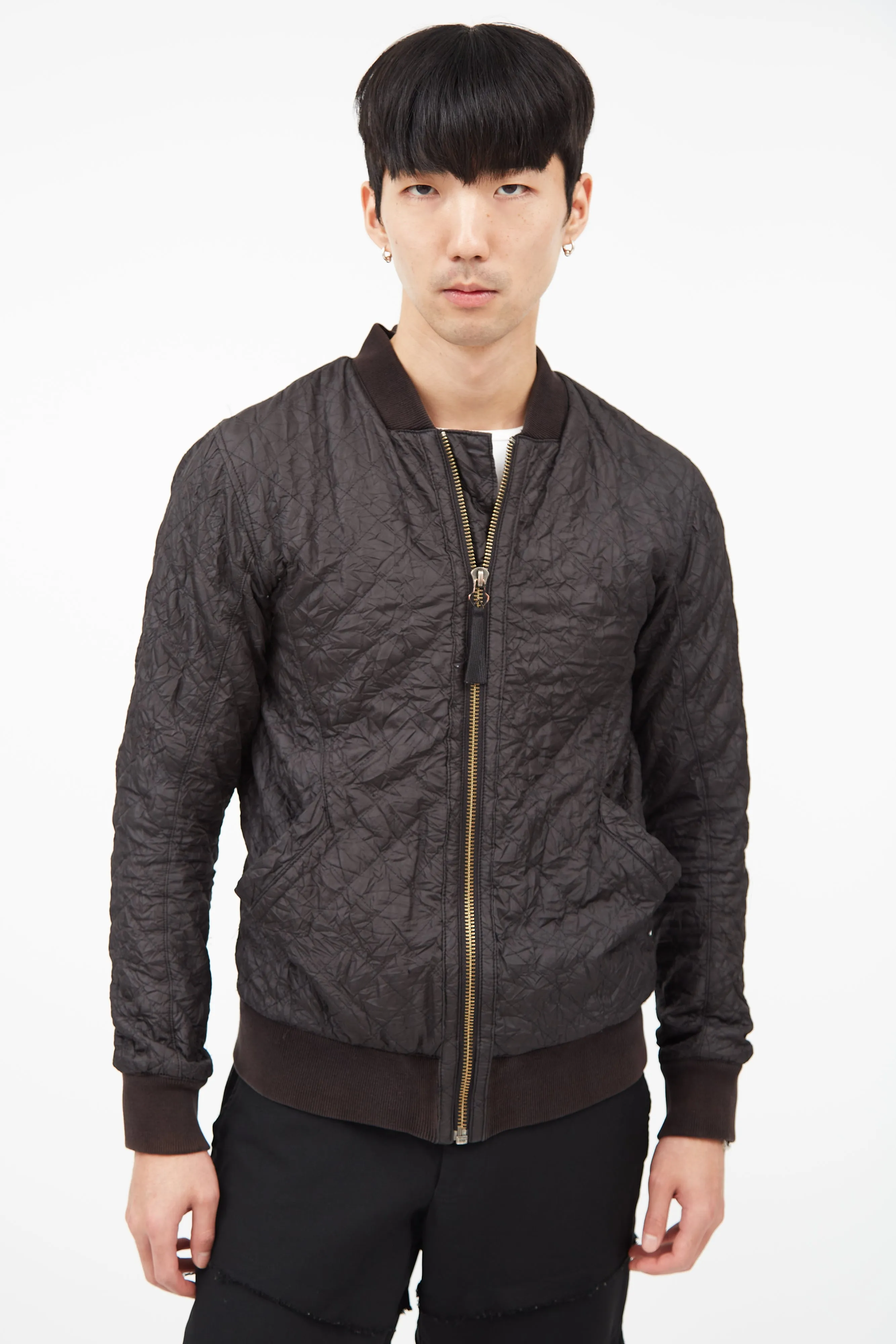 Black Wrinkled Bomber Jacket