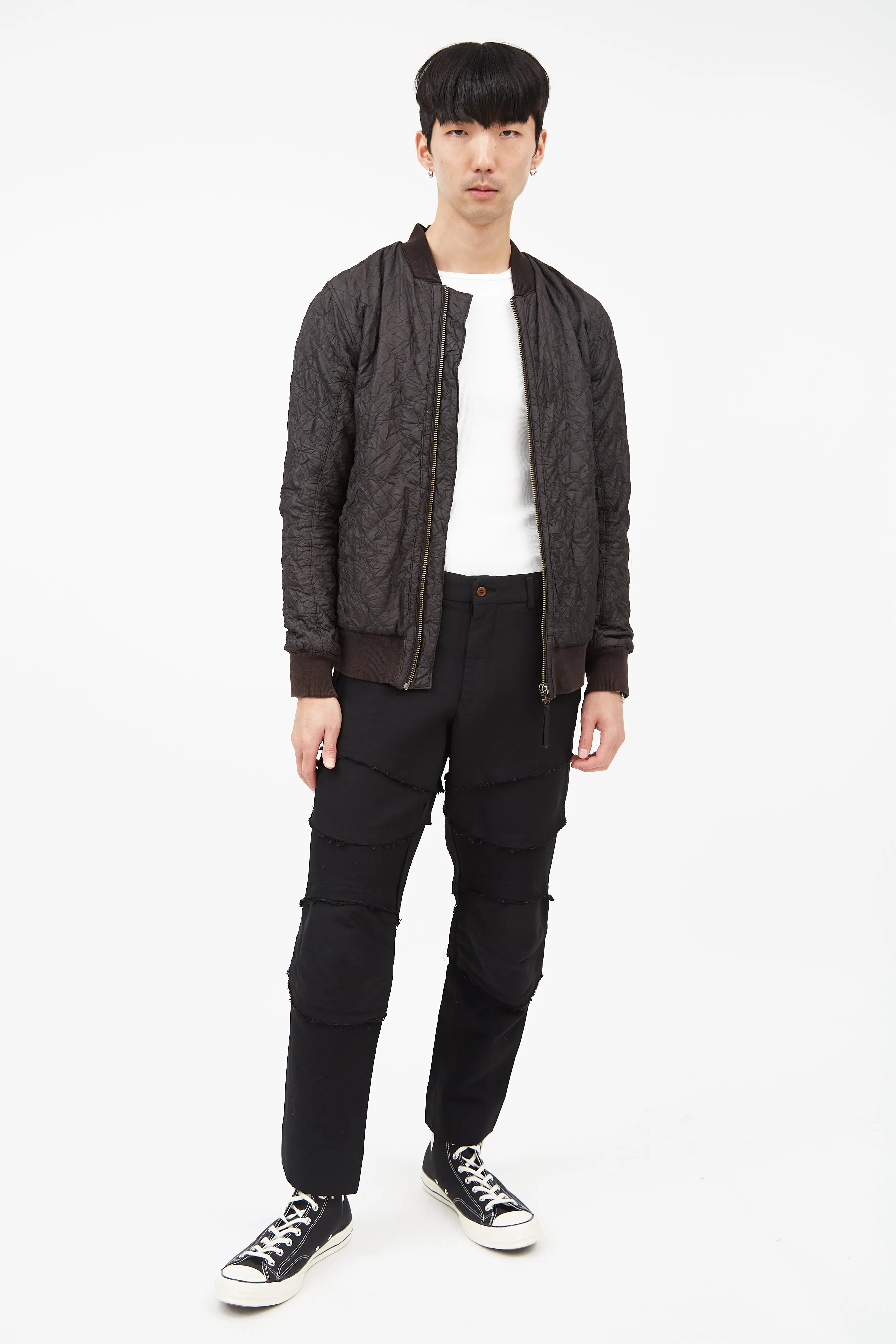 Black Wrinkled Bomber Jacket