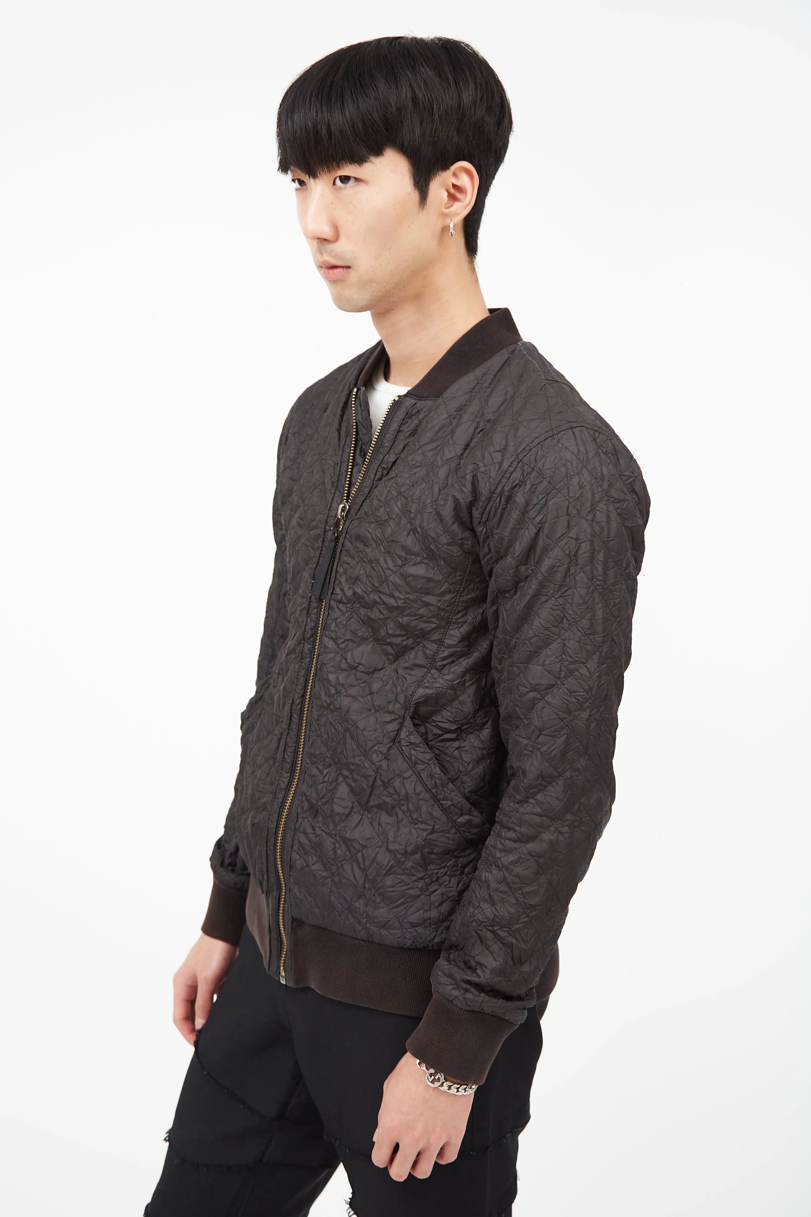 Black Wrinkled Bomber Jacket