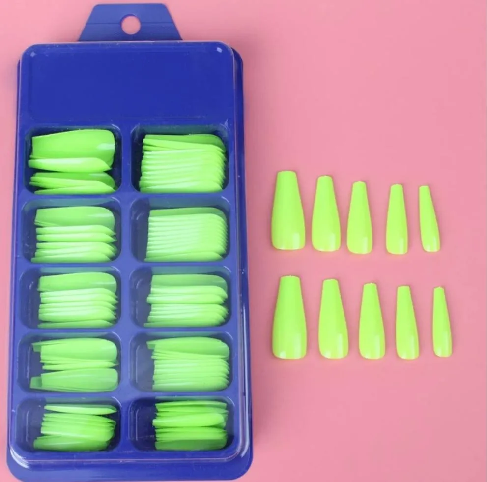 Blue Box 100Pcs Candy Solid Color Ballet Nail Trapezoidal False Nail