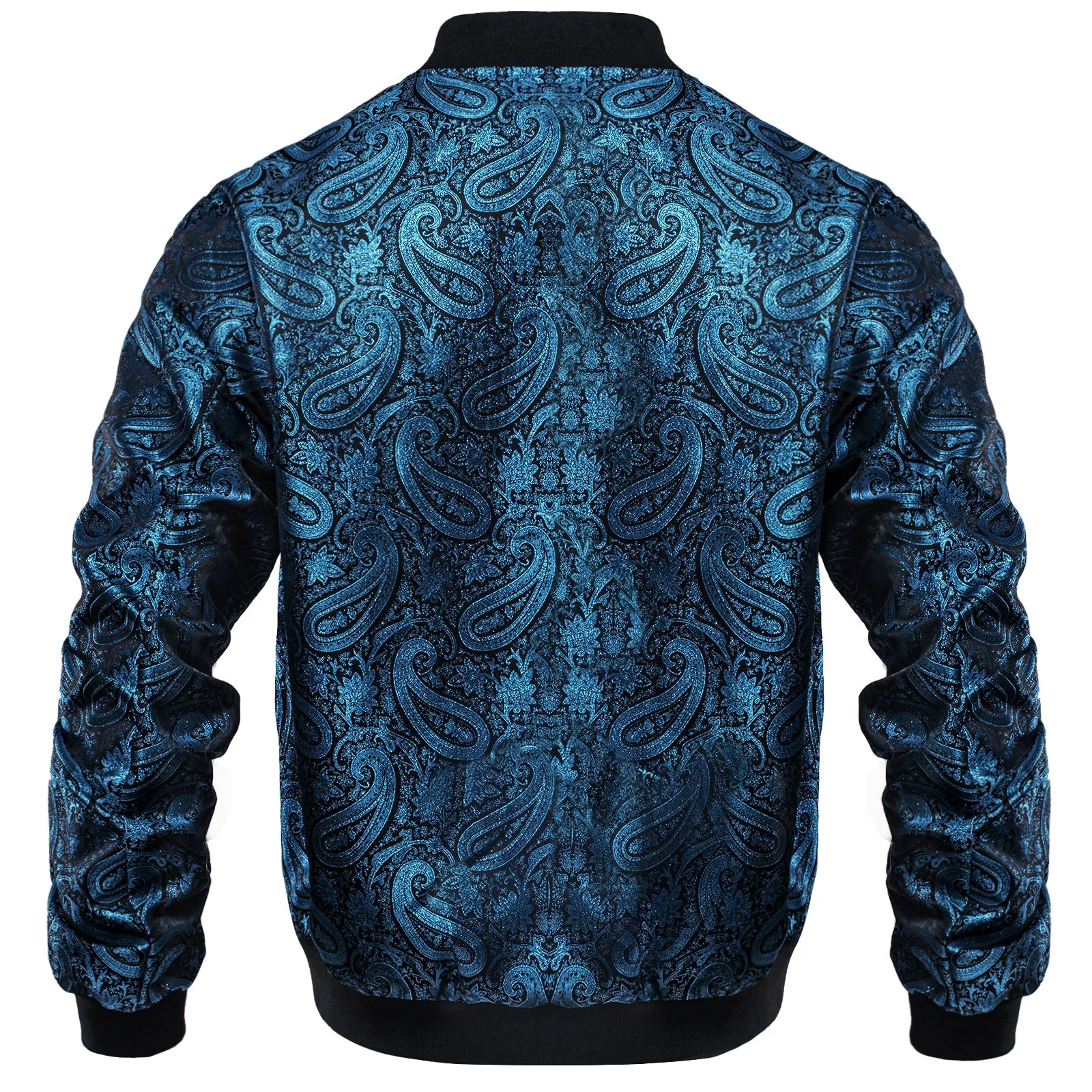 Blue Paisley Men's Zipper Thin Woven Jacket