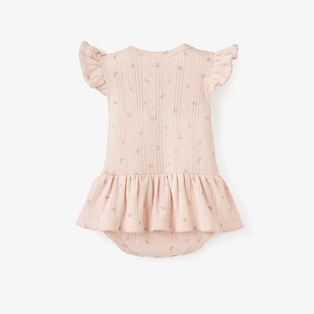 Blush Floral Organic Pointelle Cotton Baby Bubble Romper