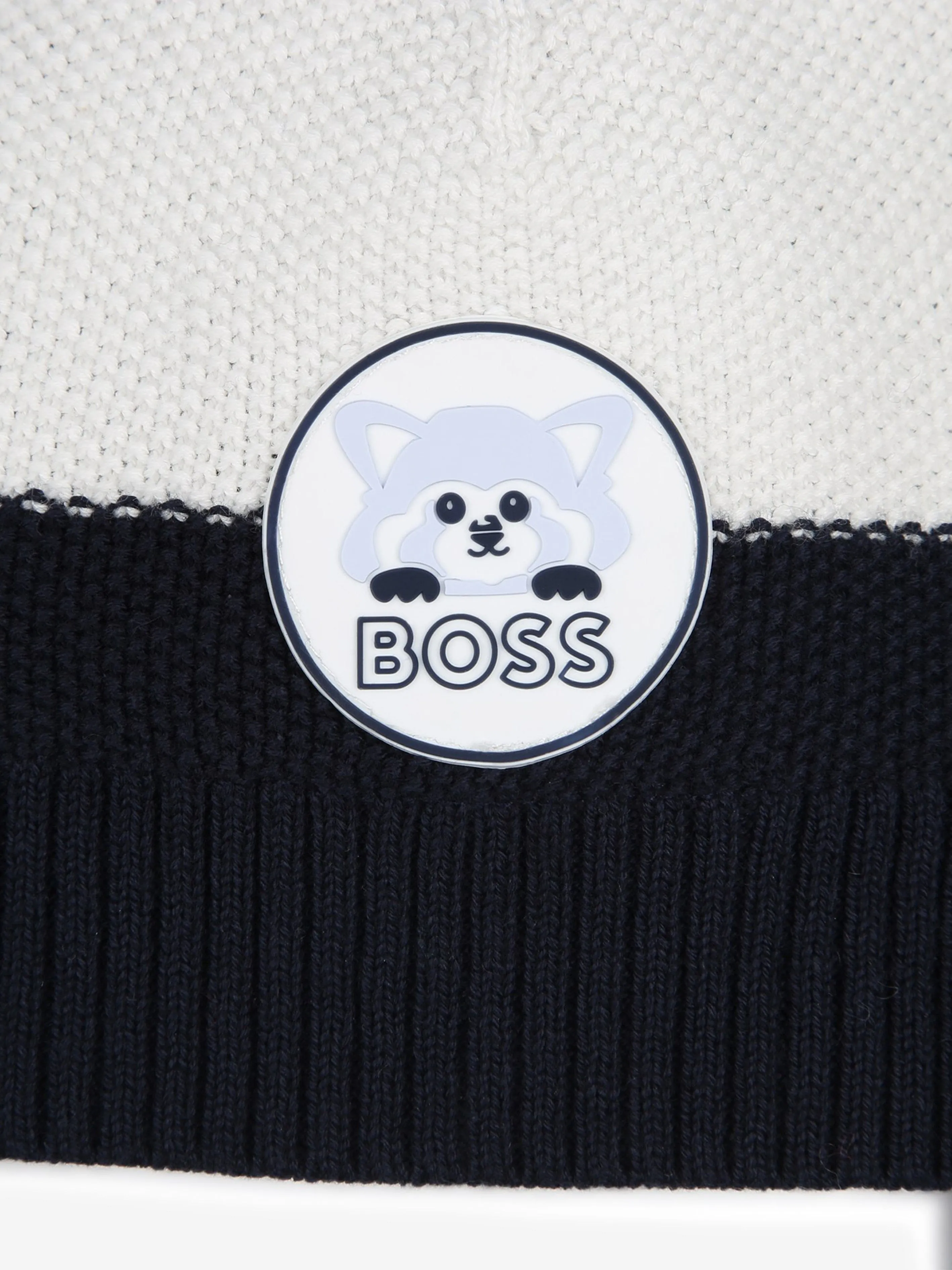 BOSS Baby Boys Bobble Beanie With Flaps in Navy