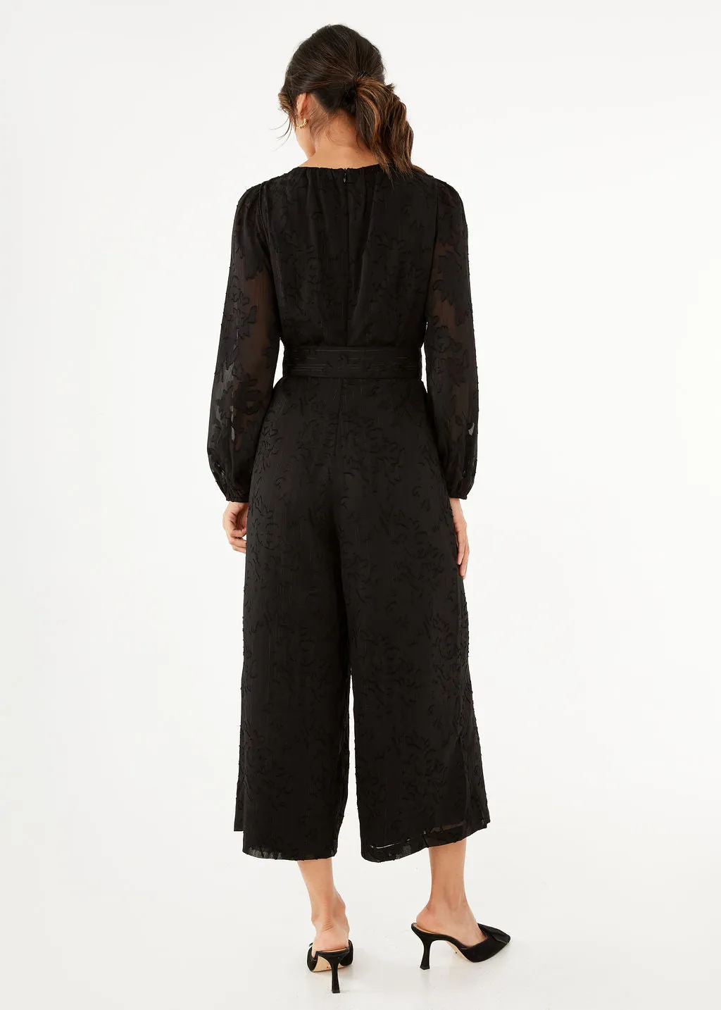 Brie Jumpsuit Black Burnout Chiffon