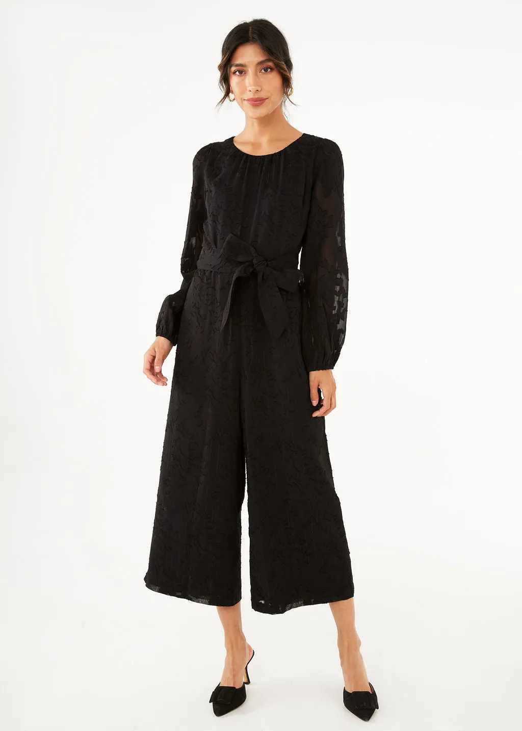 Brie Jumpsuit Black Burnout Chiffon