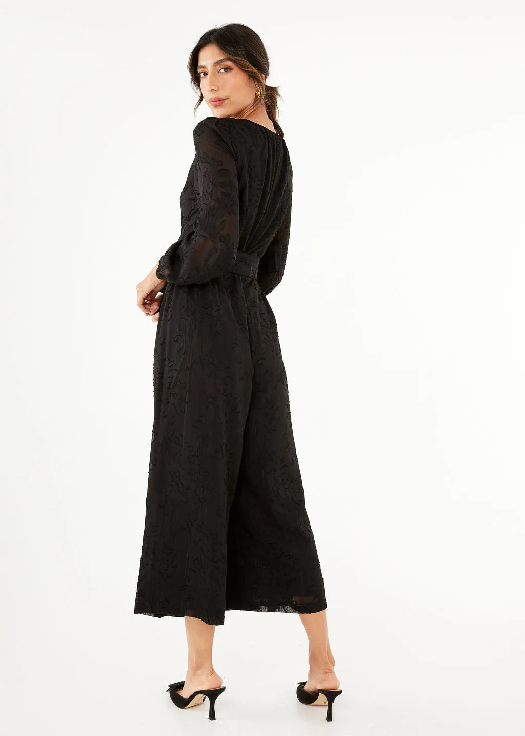 Brie Jumpsuit Black Burnout Chiffon